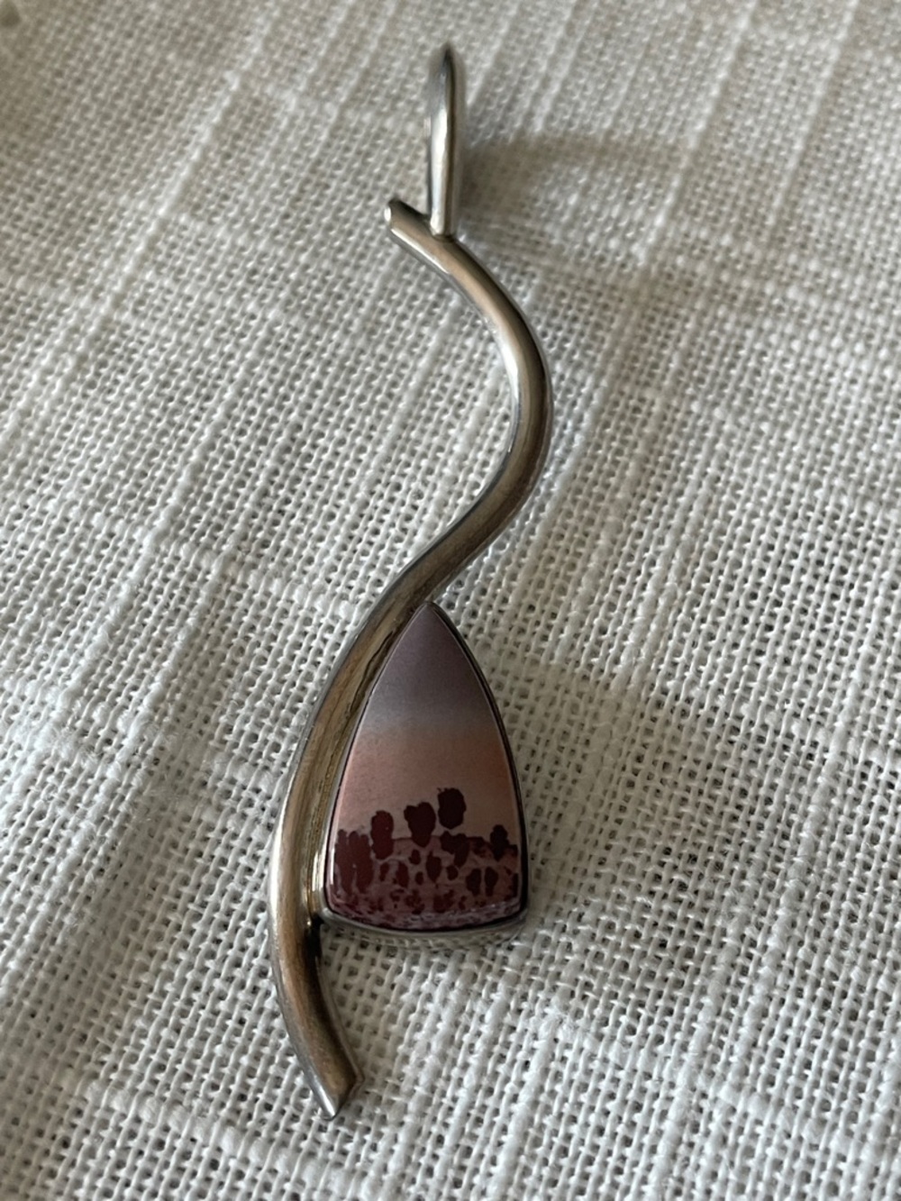 Signed TLD picture jasper and sterling pendant.